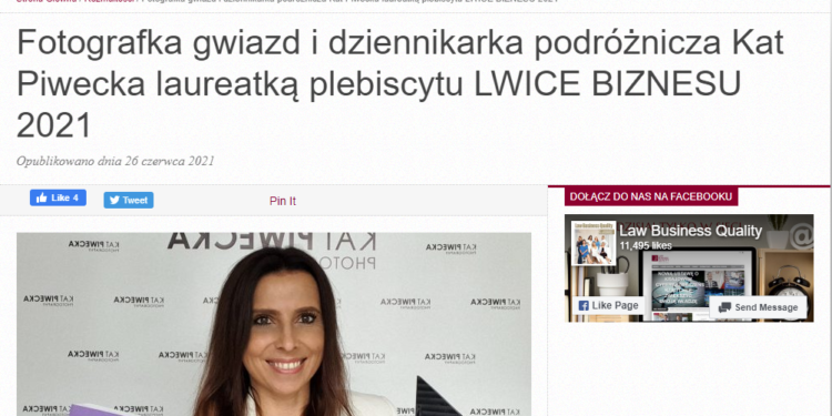 Magazyn LAW BUSINESS QUALITY o mojej statuetce LWICA BIZNESU 2021