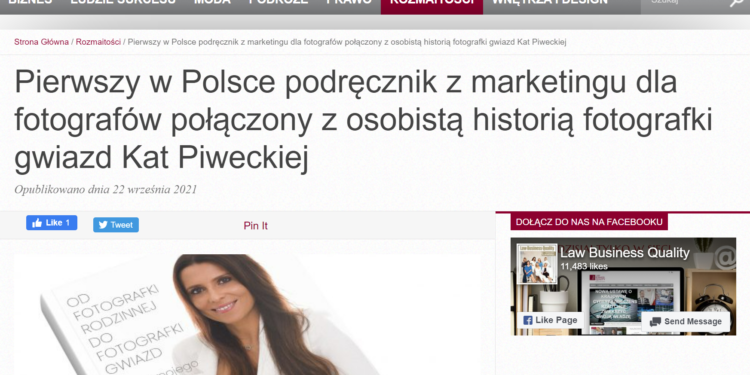 Magazyn LAW BUSINESS QUALITY o mojej książce “Od fotografki rodzinnej do fotografki gwiazd”