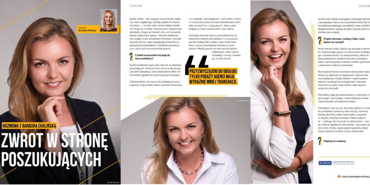 Magazyn ESTATE – artykuł z sesją wizerunkową Barbary Chalińskiej z Nieruchomości Moje Nowe M